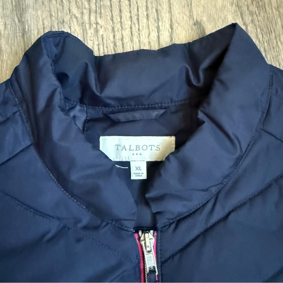 Talbots Navy Quilted Vest with Pink Accents - Picture 4 of 7
